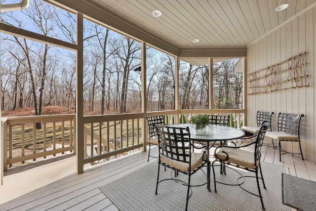 80 Norton Rd, Easton, CT 06612 - wooden terrace with outdoor dining area and view of scattered trees