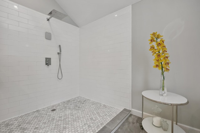 80 Norton Rd, Easton, CT 06612 - bathroom with a tile shower and lofted ceiling