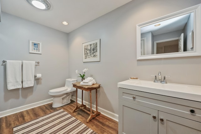 80 Norton Rd, Easton, CT 06612 - bathroom with vanity, wood finished floors, and recessed lighting