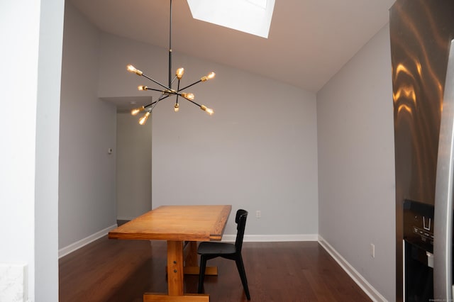 234 Greens Farm Rd Unit 234, Branford, CT 06405 - office featuring dark wood-style flooring, a chandelier, a skylight, and vaulted ceiling
