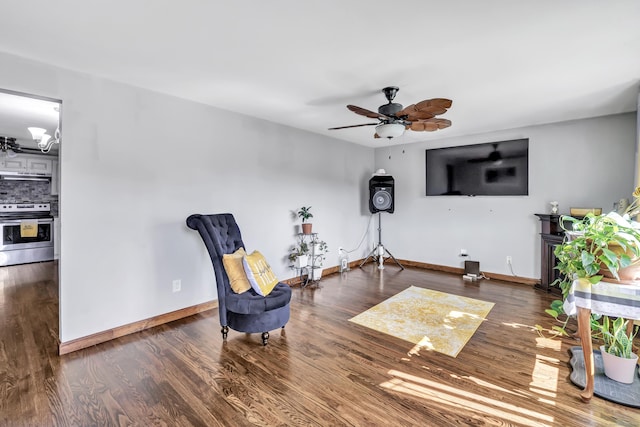 474 Franklin Ave, Stratford, CT 06614 - living area featuring wood finished floors and a ceiling fan