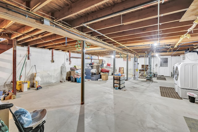 474 Franklin Ave, Stratford, CT 06614 - unfinished below grade area featuring washing machine and dryer and gas water heater