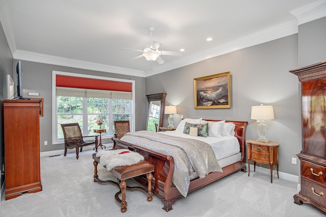 10 Harmony Trl Unit 10, New Milford, CT 06776 - carpeted bedroom featuring ornamental molding, recessed lighting, and a ceiling fan