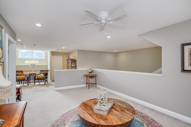 10 Harmony Trl Unit 10, New Milford, CT 06776 - sitting room featuring carpet floors, ceiling fan, and recessed lighting