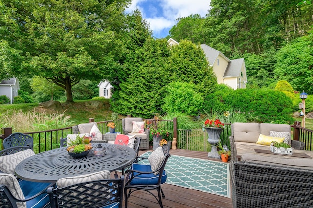 10 Harmony Trl Unit 10, New Milford, CT 06776 - wooden terrace featuring an outdoor living space and outdoor dining area