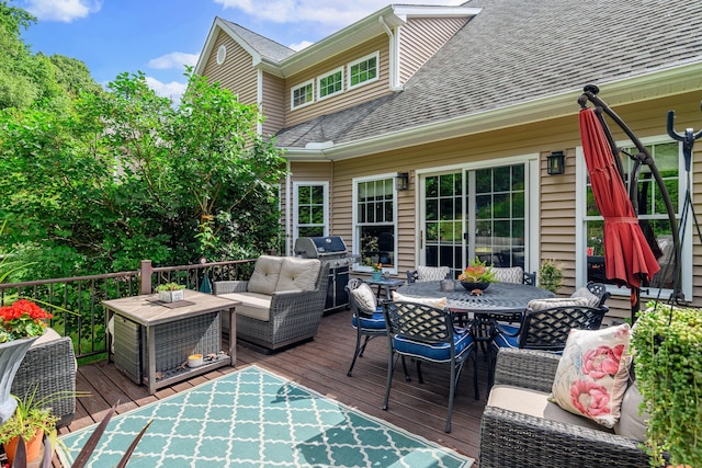 10 Harmony Trl Unit 10, New Milford, CT 06776 - wooden deck featuring area for grilling, outdoor dining area, and an outdoor living space