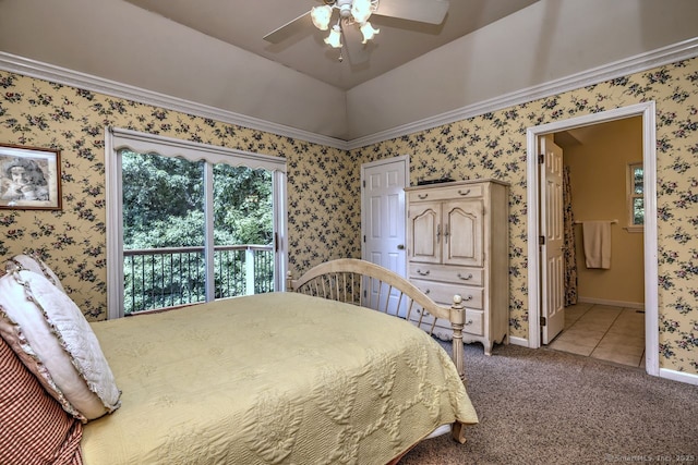 11 Parlor Rock Rd, Trumbull, CT 06611 - bedroom with light carpet, ensuite bath, a ceiling fan, and light tile patterned flooring