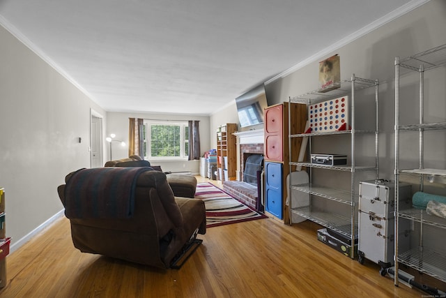 2 Judith Dr, Danbury, CT 06811 - living area with wood finished floors, a fireplace, and ornamental molding