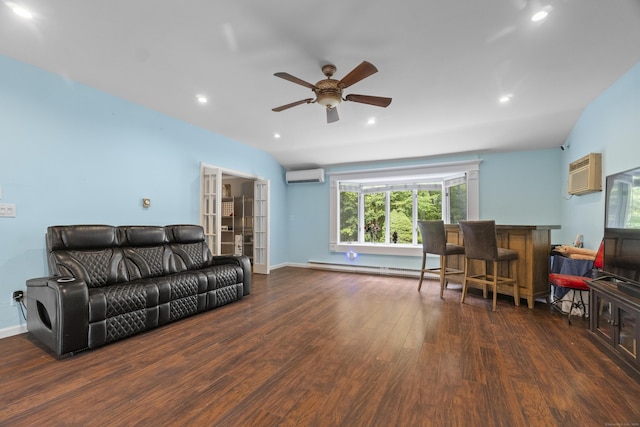 2 Judith Dr, Danbury, CT 06811 - living room with a wall mounted AC, a ceiling fan, wood finished floors, plenty of natural light, and recessed lighting