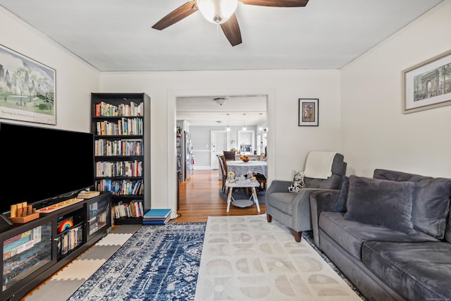 33 Hugh St, West Hartford, CT 06119 - living room with ceiling fan and wood finished floors