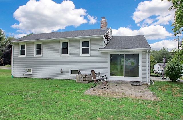 1357 Meriden Ave, Southington, CT 06489 - rear view of property featuring a yard, a patio, and a chimney
