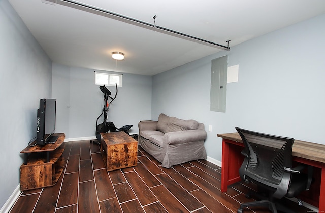 1357 Meriden Ave, Southington, CT 06489 - office area with electric panel and dark wood-style floors