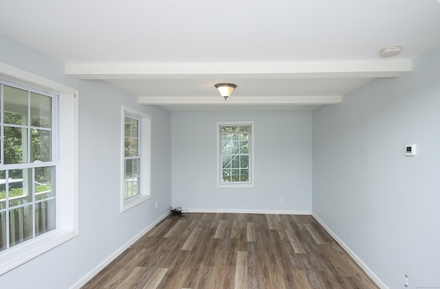 5 Golden Hill Ave, Danbury, CT 06811 - spare room featuring beamed ceiling, a smoke detector, and wood finished floors