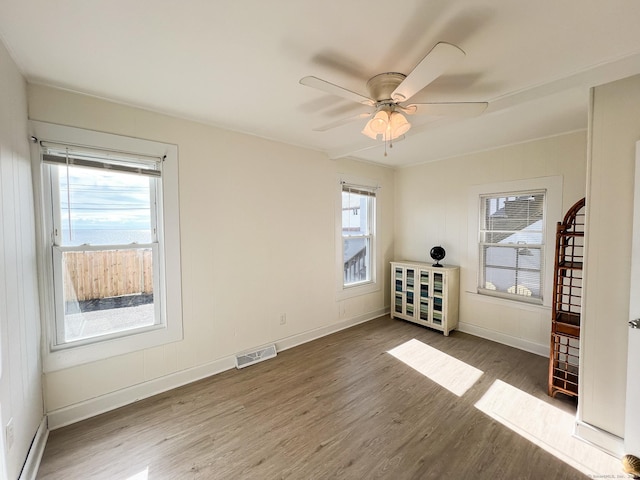 12 Arlington St, West Haven, CT 06516 - empty room featuring wood finished floors, plenty of natural light, and ceiling fan