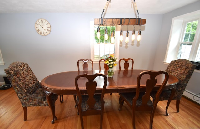 130 Olde Stage Rd, Glastonbury, CT 06033 - dining area featuring light wood-style floors, a chandelier, and a baseboard radiator