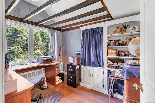 680 Wheelers Farms Rd, Milford, CT 06461 - office area featuring wood finished floors and beam ceiling