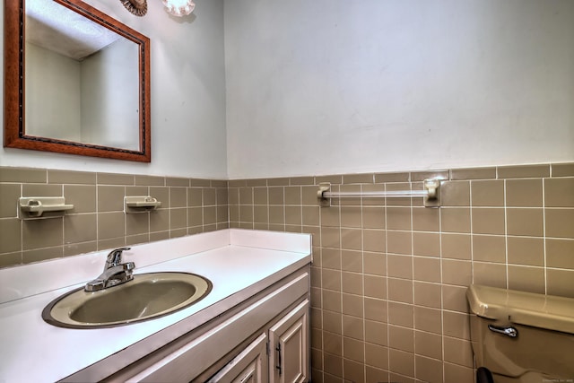 22 E Woods Rd, Roxbury, CT 06783 - bathroom with vanity and tile walls