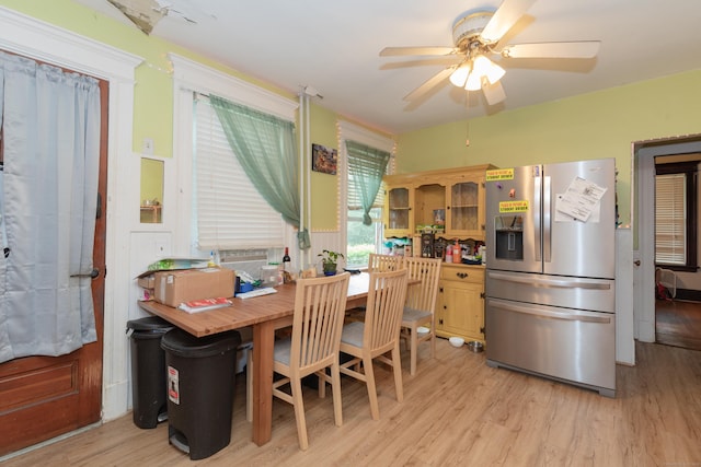 213 Easton Ave, Waterbury, CT 06704 - dining area featuring light wood-type flooring and ceiling fan