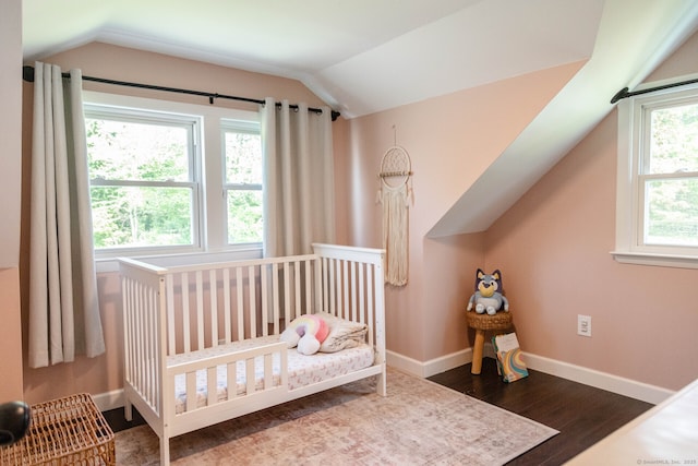 47 Chestnut Hill Rd, East Hampton, CT 06424 - bedroom with lofted ceiling, wood finished floors, and a nursery area