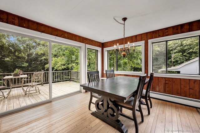 412 Goshen Rd, Litchfield, CT 06759 - sunroom / solarium featuring a chandelier, plenty of natural light, and a baseboard heating unit