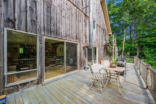 412 Goshen Rd, Litchfield, CT 06759 - wooden terrace with a grill and outdoor dining area