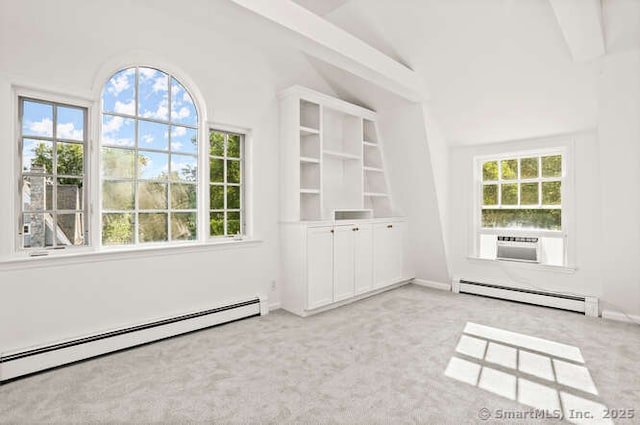 465 Edward St, Fairfield, CT 06824 - unfurnished room featuring a baseboard radiator, carpet flooring, and vaulted ceiling