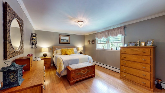 3 Lower Lake Rd, Danbury, CT 06811 - bedroom with a baseboard radiator, light wood finished floors, and crown molding