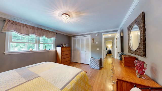 3 Lower Lake Rd, Danbury, CT 06811 - bedroom featuring light wood-type flooring, a closet, and crown molding