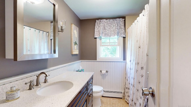 3 Lower Lake Rd, Danbury, CT 06811 - full bathroom featuring a baseboard radiator, wainscoting, and vanity