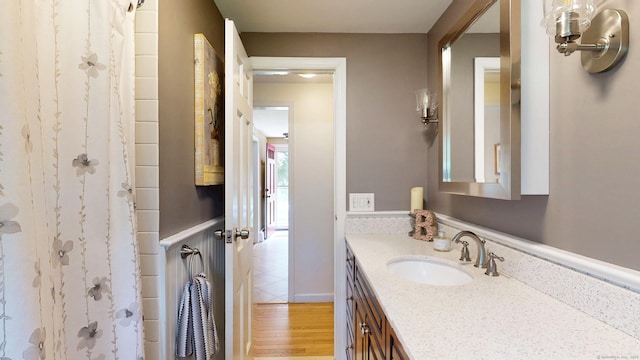 3 Lower Lake Rd, Danbury, CT 06811 - full bathroom with vanity, a shower with curtain, and wood finished floors