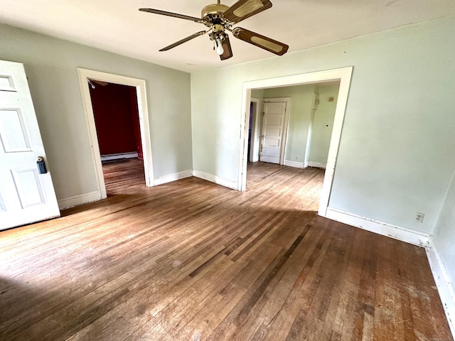 155 Waverly Rd, Shelton, CT 06484 - spare room with hardwood / wood-style floors, a ceiling fan, and baseboard heating
