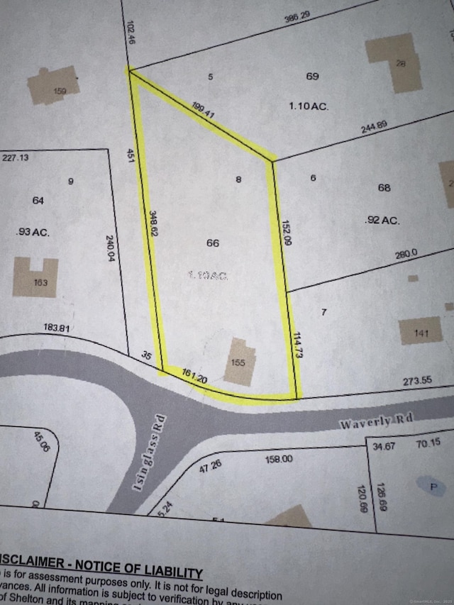 155 Waverly Rd, Shelton, CT 06484 - map showing property parcels
