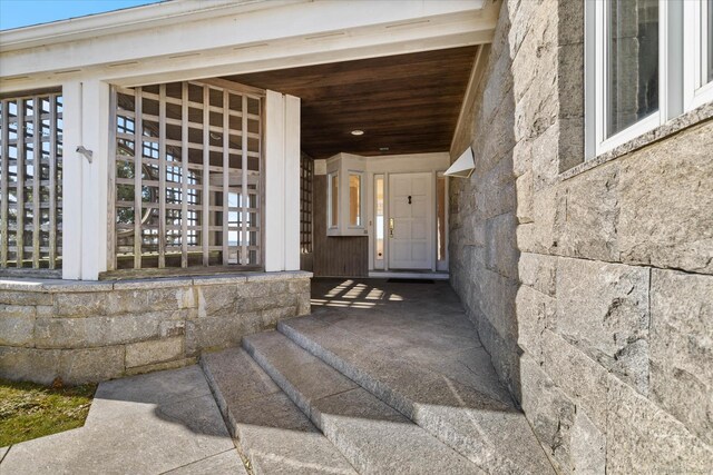 33 Palmer Rd, Waterford, CT 06385 - view of exterior entry featuring stone siding