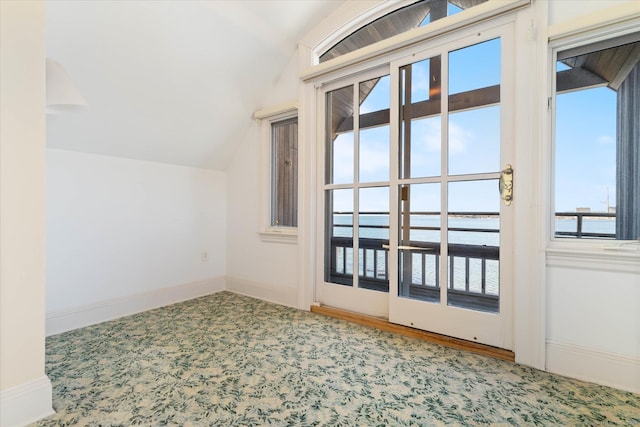 33 Palmer Rd, Waterford, CT 06385 - bonus room with vaulted ceiling, a water view, and carpet