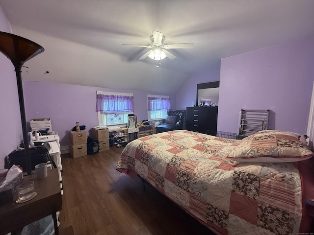 352 Church St, Putnam, CT 06260 - bedroom featuring wood finished floors, lofted ceiling, and a ceiling fan
