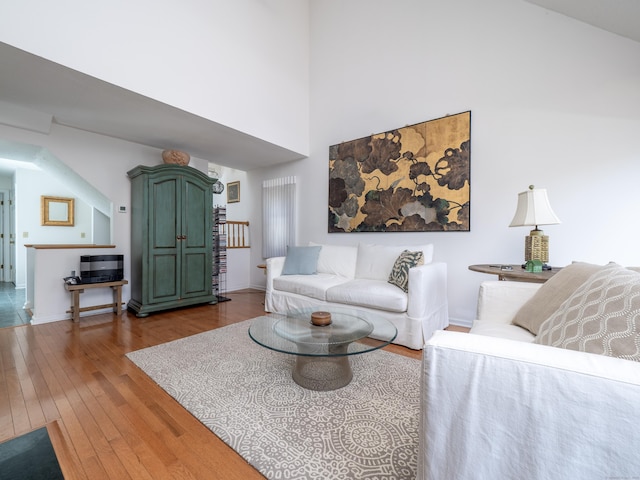 26 Wilton Crst Unit 26, Wilton, CT 06897 - living area featuring wood-type flooring and a high ceiling