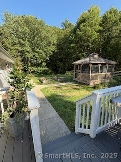 1 Brookfield Rd, Harwinton, CT 06791 - view of grassy yard featuring a deck
