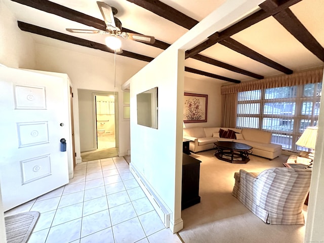 23 S Elm St, Windsor Locks, CT 06096 - living room with ceiling fan and light tile patterned floors