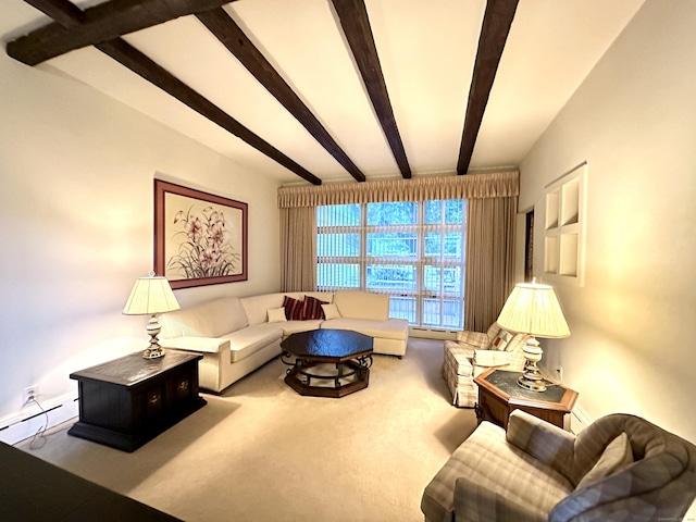 23 S Elm St, Windsor Locks, CT 06096 - living room featuring beamed ceiling and carpet
