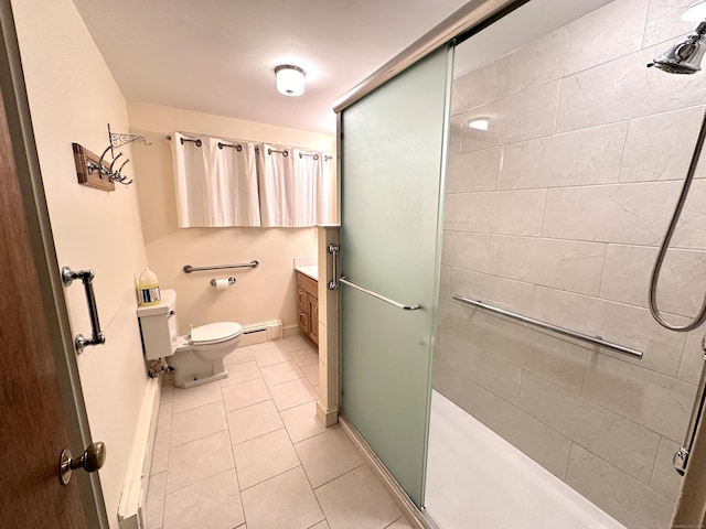 23 S Elm St, Windsor Locks, CT 06096 - bathroom with a stall shower, tile patterned flooring, and vanity