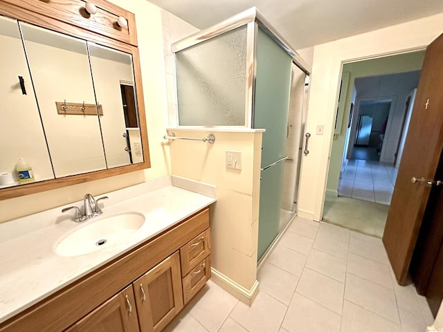 23 S Elm St, Windsor Locks, CT 06096 - full bath with tile patterned flooring, vanity, and a shower stall