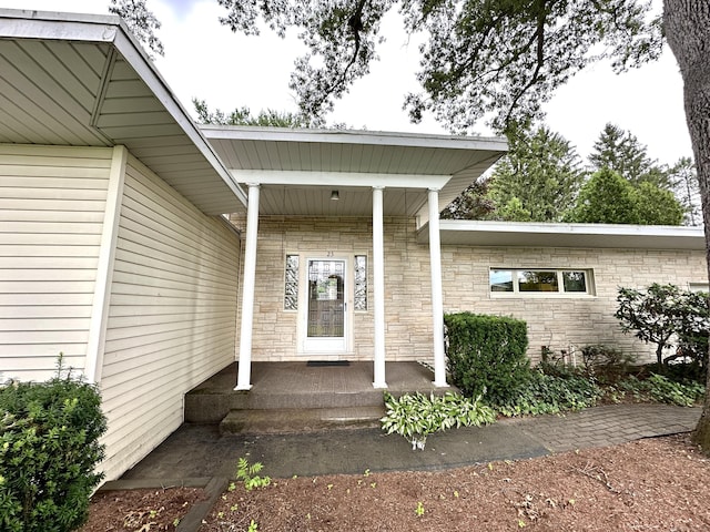 23 S Elm St, Windsor Locks, CT 06096 - view of exterior entry with stone siding