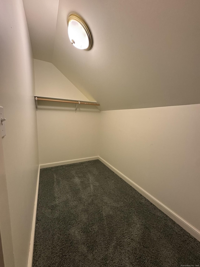 23 Mountain Rd, Mansfield, CT 06250 - walk in closet featuring vaulted ceiling and dark carpet