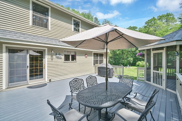 373 Broad Way, Coventry, CT 06238 - deck with outdoor dining area, a sunroom, and area for grilling