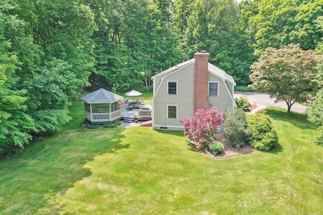 373 Broad Way, Coventry, CT 06238 - view of green lawn featuring a gazebo and a wooden deck