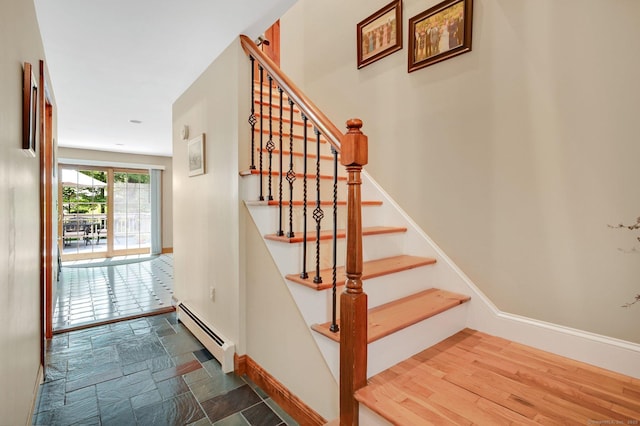 373 Broad Way, Coventry, CT 06238 - stairs with a baseboard heating unit and stone finish flooring