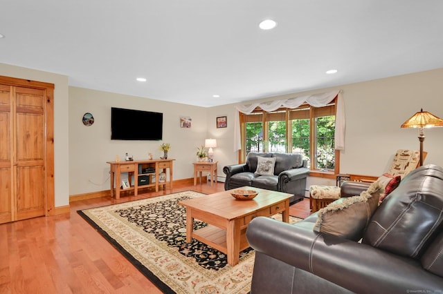 373 Broad Way, Coventry, CT 06238 - living room featuring light wood-style flooring and recessed lighting