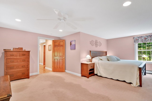 373 Broad Way, Coventry, CT 06238 - bedroom featuring light colored carpet, recessed lighting, and a ceiling fan