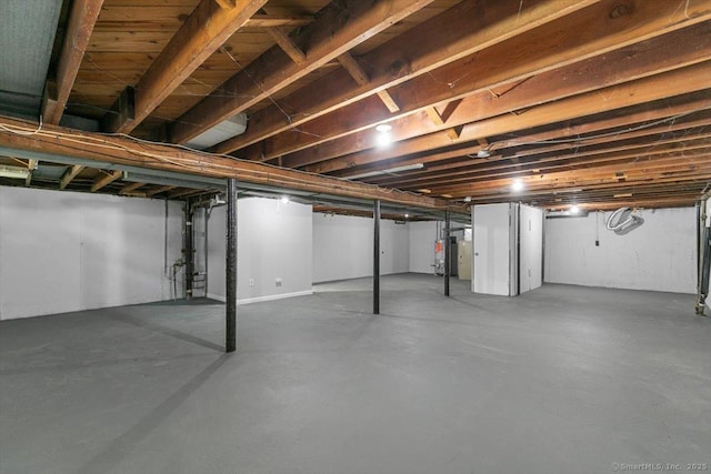230 Green Rd, Manchester, CT 06042 - unfinished basement with secured water heater