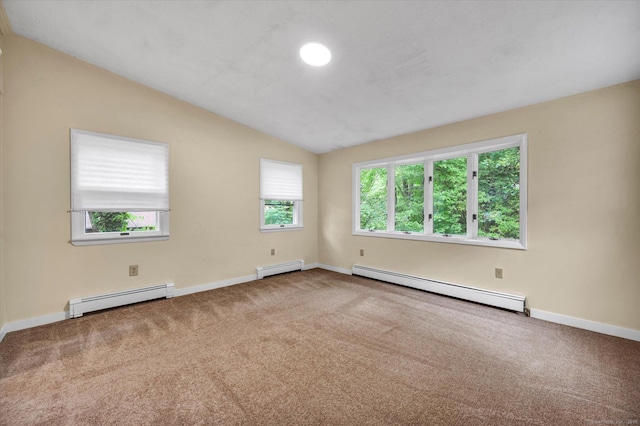 24 Iron Gate Ln, Cromwell, CT 06416 - carpeted spare room featuring baseboard heating, vaulted ceiling, and plenty of natural light